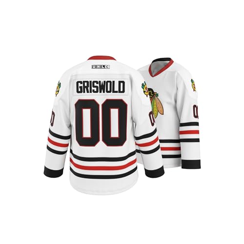 UNLC Griswold #00 Movie Hockey Jersey - Genähte Buchstaben und Zahlen S-5XL Authentic Fabs Apparel, 00#weiß, S von GHOSTWEAR