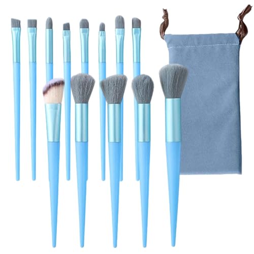 GHPKOTW 13 Stück Professionelle Pinsel Set Make Up Pudercreme Puder Foundation Lidschatten Concealer Eyeshadow Schmink Pinsel,mit Aufbewahrungstasche,blau von GHPKOTW