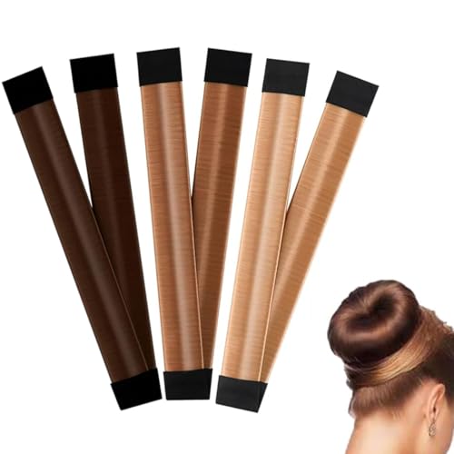 GHPKOTW 3 Pack Flechthilfe Haare Mädchen Und Damen, Haarstrickwerkzeug Zubehör DIY-Haarstyling für Lange und Kurze Haare,Braun Donut Hair Bun Maker für Kinder Dutt Haar von GHPKOTW