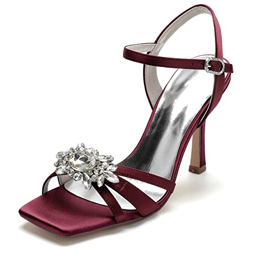 GHSIRUEU Brautschuhe Damen Offener Zeh Stöckel Absatz Arbeit Braut Hochzeit Kleid Abendschuhe Mit Strass,Burgundy,38 EU GHSIRUEU Brautschuhe Damen Offener Zeh Stöckel Absatz Arbeit Braut Hochzeit Kleid Abendschuhe Mit Strass,Burgundy,38 EU von GHSIRUEU