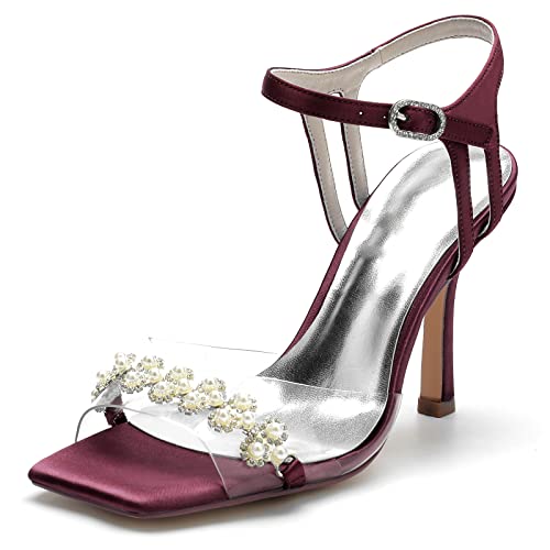 GHSIRUEU Brautschuhe Damen Quadratischer Zeh Stöckel Absatz Knöchelriemen Hochzeit Sandalen mit Perle,Burgundy,41 EU GHSIRUEU Brautschuhe Damen Quadratischer Zeh Stöckel Absatz Knöchelriemen Hochzeit Sandalen mit Perle,Burgundy,41 EU von GHSIRUEU