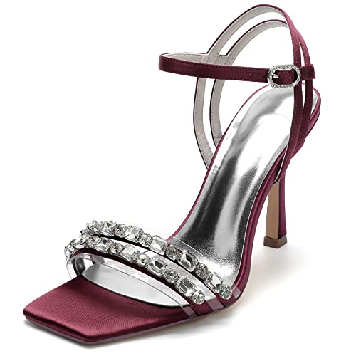 GHSIRUEU Damen Brautschuhe Sommer Offener Zeh 9.5 cm Stöckel Absatz Knöchelriemen Sandalen,Burgundy,37 EU GHSIRUEU Damen Brautschuhe Sommer Offener Zeh 9.5 cm Stöckel Absatz Knöchelriemen Sandalen,Burgundy,37 EU von GHSIRUEU