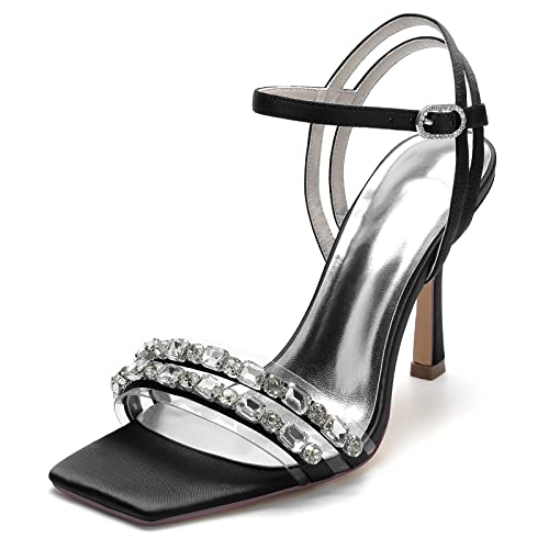 GHSIRUEU Damen Brautschuhe Sommer Offener Zeh 9.5 cm Stöckel Absatz Knöchelriemen Sandalen,Schwarz,41 EU GHSIRUEU Damen Brautschuhe Sommer Offener Zeh 9.5 cm Stöckel Absatz Knöchelriemen Sandalen,Schwarz,41 EU von GHSIRUEU