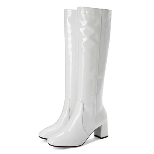 GHSIRUEU Damen Hohe Stiefel Comfort Lining Blockabsatz Langschaft Kniehohe Stiefel Mit Reißverschluss,Weiß,37 EU GHSIRUEU Damen Hohe Stiefel Comfort Lining Blockabsatz Langschaft Kniehohe Stiefel Mit Reißverschluss,Weiß,37 EU von GHSIRUEU