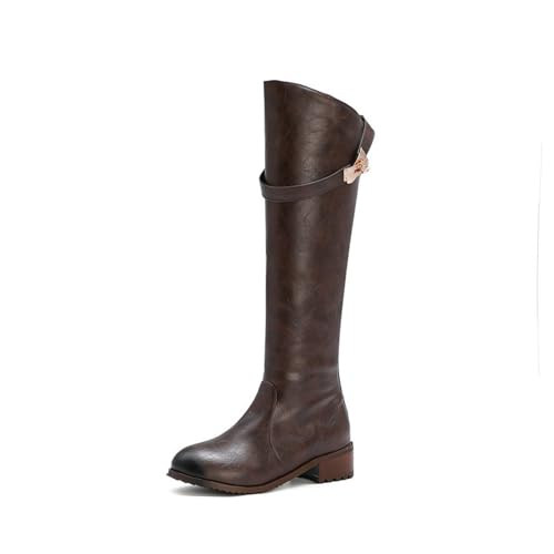GHSIRUEU Damen Klassische Kniehohe Stiefel Mit Reißverschluss Niedriger Absatz Flache Reitstiefel Lange Schlauchstiefel,Braun,39 EU GHSIRUEU Damen Klassische Kniehohe Stiefel Mit Reißverschluss Niedriger Absatz Flache Reitstiefel Lange Schlauchstiefel,Braun,39 EU von GHSIRUEU