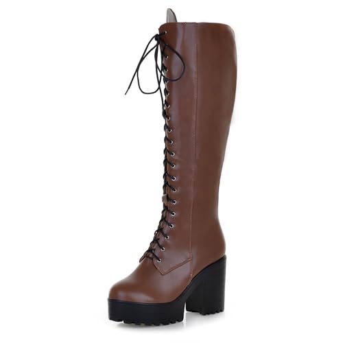 GHSIRUEU Damen Kniehohe Stiefel Runder Zeh Seitlichem Reißverschluss Lange Schlauchstiefel Reitstiefel,Braun,38 EU GHSIRUEU Damen Kniehohe Stiefel Runder Zeh Seitlichem Reißverschluss Lange Schlauchstiefel Reitstiefel,Braun,38 EU von GHSIRUEU