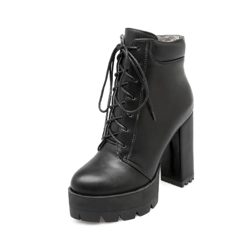GHSIRUEU Damen Kurzschaft Runder Zeh Blockabsatz Plattform Stiefel Warm Gefütterte Winter Stiefeletten,Schwarz,36 EU GHSIRUEU Damen Kurzschaft Runder Zeh Blockabsatz Plattform Stiefel Warm Gefütterte Winter Stiefeletten,Schwarz,36 EU von GHSIRUEU