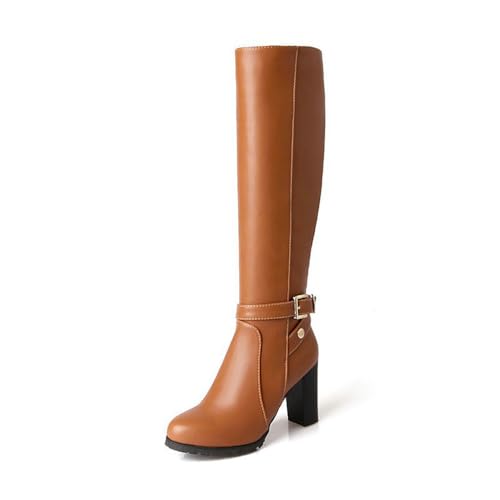 GHSIRUEU Damen Lange Schlauchstiefel Leicht Gefüttert Runder Zeh Blockabsatz Reitstiefel,Braun,41 EU GHSIRUEU Damen Lange Schlauchstiefel Leicht Gefüttert Runder Zeh Blockabsatz Reitstiefel,Braun,41 EU von GHSIRUEU