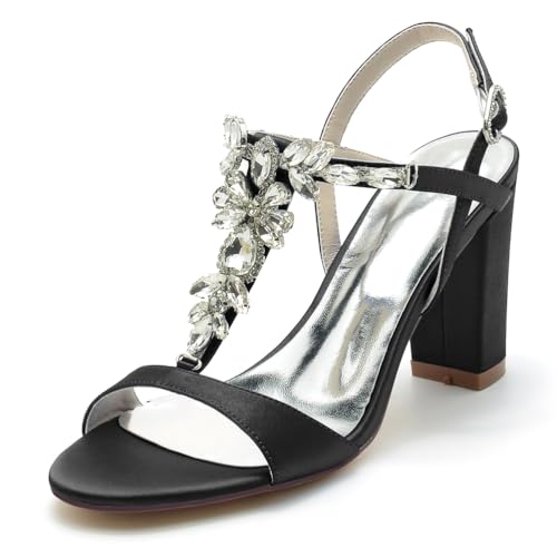 GHSIRUEU Damen Offener Zeh Sandalen T-Spangen Komfort Blockabsatz Partei Hochzeit Abendschuhe mit Strass,Schwarz,37 EU GHSIRUEU Damen Offener Zeh Sandalen T-Spangen Komfort Blockabsatz Partei Hochzeit Abendschuhe mit Strass,Schwarz,37 EU von GHSIRUEU