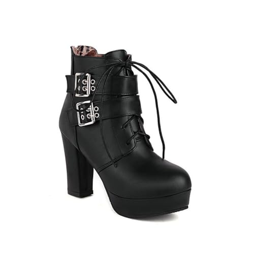 GHSIRUEU Damen Plateau Schnürstiefeletten Comfort Gefüttert Kampfstiefel mit Reißverschluss und Schnalle,Schwarz,39 EU GHSIRUEU Damen Plateau Schnürstiefeletten Comfort Gefüttert Kampfstiefel mit Reißverschluss und Schnalle,Schwarz,39 EU von GHSIRUEU