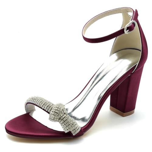 GHSIRUEU Damen Sandalen Offener Zeh Blockabsatz Knöchelriemen Sommer Partei Hochzeit Abendschuhe,Burgundy,40 EU GHSIRUEU Damen Sandalen Offener Zeh Blockabsatz Knöchelriemen Sommer Partei Hochzeit Abendschuhe,Burgundy,40 EU von GHSIRUEU