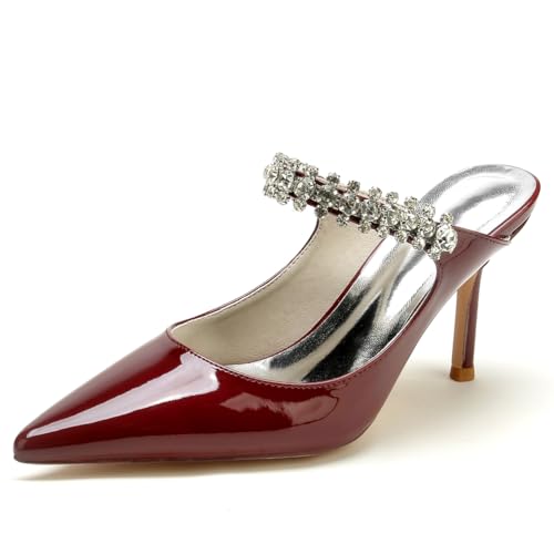 GHSIRUEU Damen Sandalen Spitzschuh Absatzschuhe Strass Knöchelriemen Partei Abendschuhe,Burgundy,41 EU GHSIRUEU Damen Sandalen Spitzschuh Absatzschuhe Strass Knöchelriemen Partei Abendschuhe,Burgundy,41 EU von GHSIRUEU