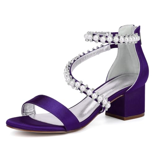 GHSIRUEU Damen Sandaletten Offene Zehen Perle Knöchelriemen Sommerschuhe mit Blockabsatz und Reißverschluss,Dull Purple,41 EU GHSIRUEU Damen Sandaletten Offene Zehen Perle Knöchelriemen Sommerschuhe mit Blockabsatz und Reißverschluss,Dull Purple,41 EU von GHSIRUEU