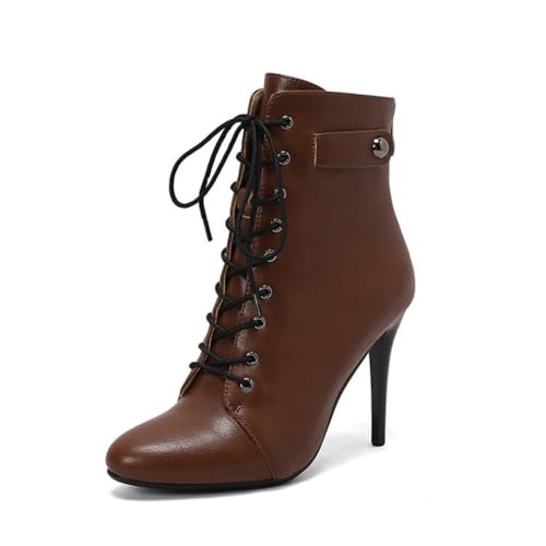 GHSIRUEU Damen Schnürstiefelette mit Spitzschuh Stöckel Absatz Leicht Gefüttert Klassischer Reitstiefel mit Reißverschluss,Braun,38 EU GHSIRUEU Damen Schnürstiefelette mit Spitzschuh Stöckel Absatz Leicht Gefüttert Klassischer Reitstiefel mit Reißverschluss,Braun,38 EU von GHSIRUEU