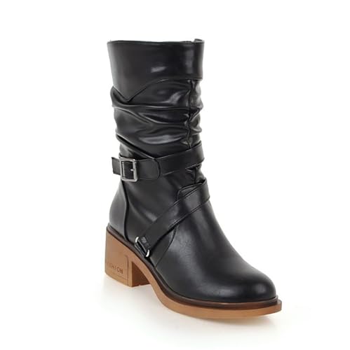 GHSIRUEU Damen Stiefeletten Winterstiefel Gefüttert Kurzschaft Stiefel Mit Schnalle,Schwarz,37 EU GHSIRUEU Damen Stiefeletten Winterstiefel Gefüttert Kurzschaft Stiefel Mit Schnalle,Schwarz,37 EU von GHSIRUEU