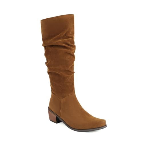 GHSIRUEU Damen Wildleder Kniehohe Stiefel Freizeitstiefel Stämmiger Absatz Comfort Winterschuhe,Braun,39 EU GHSIRUEU Damen Wildleder Kniehohe Stiefel Freizeitstiefel Stämmiger Absatz Comfort Winterschuhe,Braun,39 EU von GHSIRUEU