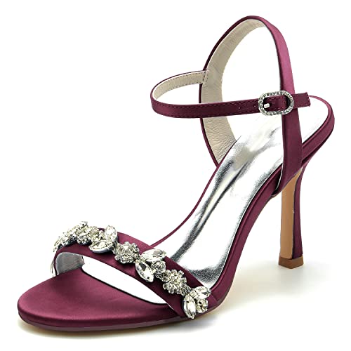 GHSIRUEU Elfenbein Hochzeitsschuhe Damen Stöckel Absatz Satin Knöchelriemen Offener Zeh Sandalen Sommer,Burgundy,38 EU GHSIRUEU Elfenbein Hochzeitsschuhe Damen Stöckel Absatz Satin Knöchelriemen Offener Zeh Sandalen Sommer,Burgundy,38 EU von GHSIRUEU