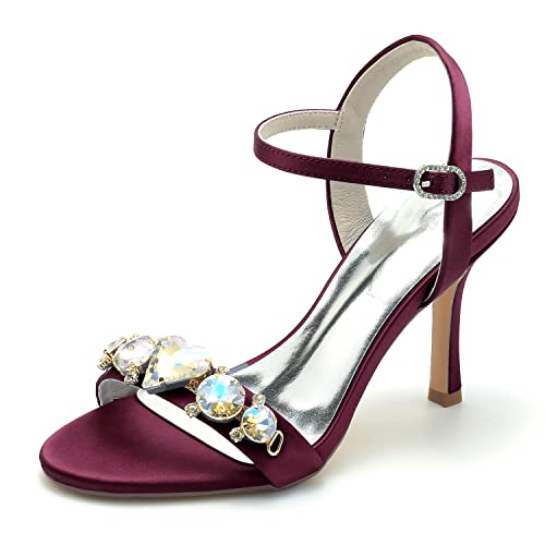 GHSIRUEU Elfenbein Hochzeitsschuhe Damen Stöckel Absatz Satin Knöchelriemen Offener Zeh Sommer Sandalen,Burgundy,40 EU GHSIRUEU Elfenbein Hochzeitsschuhe Damen Stöckel Absatz Satin Knöchelriemen Offener Zeh Sommer Sandalen,Burgundy,40 EU von GHSIRUEU