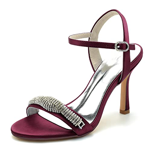 GHSIRUEU Elfenbein Hochzeitsschuhe Damen Stöckel Absatz Strass Satin Knöchelriemen Offener Zeh Sandalen Sommer,Burgundy,40 EU GHSIRUEU Elfenbein Hochzeitsschuhe Damen Stöckel Absatz Strass Satin Knöchelriemen Offener Zeh Sandalen Sommer,Burgundy,40 EU von GHSIRUEU