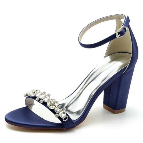 GHSIRUEU Hochzeitsschuhe Brautschuhe Damen Knöchelriemen Blockabsatz Offener Zeh Sandalen Für Hochzeit Kleid Partei,Marine,37 EU GHSIRUEU Hochzeitsschuhe Brautschuhe Damen Knöchelriemen Blockabsatz Offener Zeh Sandalen Für Hochzeit Kleid Partei,Marine,37 EU von GHSIRUEU
