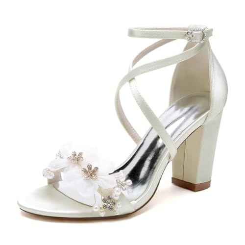 GHSIRUEU Sandalen Damen mit Absatz Bequem Sandaletten Kreuz Riemchen Offener Zeh Elegant Sommerschuhe mit Perle,Elfenbein,42 EU GHSIRUEU Sandalen Damen mit Absatz Bequem Sandaletten Kreuz Riemchen Offener Zeh Elegant Sommerschuhe mit Perle,Elfenbein,42 EU von GHSIRUEU