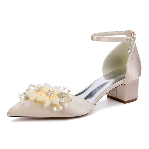 GHSIRUEU Weiß Satin Hochzeitsschuhe Damen Spitze Zehen Knöchelriemen Blockabsatz Partei Abendschuhe Brautschuhe,Champagne,39 EU GHSIRUEU Weiß Satin Hochzeitsschuhe Damen Spitze Zehen Knöchelriemen Blockabsatz Partei Abendschuhe Brautschuhe,Champagne,39 EU von GHSIRUEU
