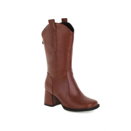GHSIRUEU Western Cowboystiefel Für Damen Blockabsatz Leicht Gefüttert Schlupfstiefeletten Patchworkstiefel,Braun,48 EU GHSIRUEU Western Cowboystiefel Für Damen Blockabsatz Leicht Gefüttert Schlupfstiefeletten Patchworkstiefel,Braun,48 EU von GHSIRUEU