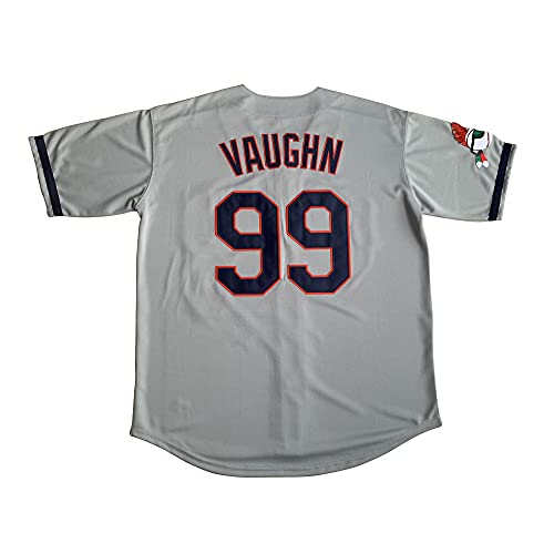 GHTPGT Herren Ricky Vaughn Movie Jersey 90s Hip Hop Stitched Sports Fan Baseball Trikots Stitched, grau, Groß von GHTPGT