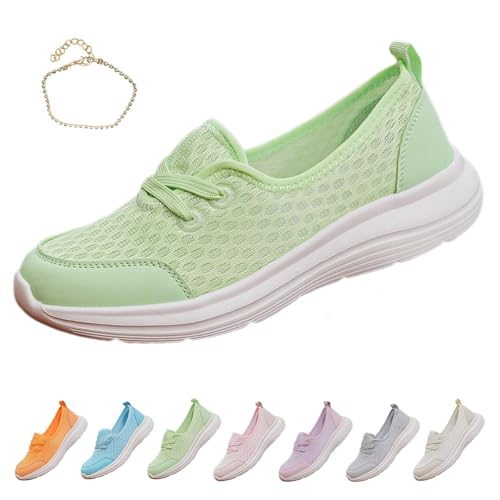 Damen Weiche Sohle Mesh Komfort Orthopädische Schuhe 2025 Slip On Casual Flat Walking Schuhe Leichte Weiche Sohle Bequeme Flache Fußgewölbeunterstützung, grün, 42.5 EU Damen Weiche Sohle Mesh Komfort Orthopädische Schuhe 2025 Slip On Casual Flat Walking Schuhe Leichte Weiche Sohle Bequeme Flache Fußgewölbeunterstützung, grün, 42.5 EU von GHTRHSB
