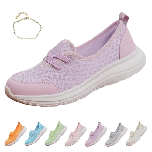 Damen Weiche Sohle Mesh Komfort Orthopädische Schuhe 2025 Slip On Casual Flat Walking Schuhe Leichte Weiche Sohle Bequeme Flache Fußgewölbeunterstützung, violett, 39 EU Damen Weiche Sohle Mesh Komfort Orthopädische Schuhe 2025 Slip On Casual Flat Walking Schuhe Leichte Weiche Sohle Bequeme Flache Fußgewölbeunterstützung, violett, 39 EU von GHTRHSB