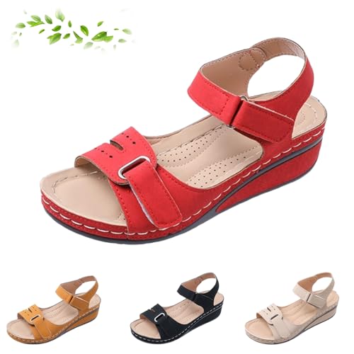GHTRHSB 2025 Verbesserte weiche und stilvolle Keilsandalen für Damen, Keilsandalen mit Fußgewölbeunterstützung, bequeme Sommer-Slip-On Schuhe, rot, 39.5 EU GHTRHSB 2025 Verbesserte weiche und stilvolle Keilsandalen für Damen, Keilsandalen mit Fußgewölbeunterstützung, bequeme Sommer-Slip-On Schuhe, rot, 39.5 EU von GHTRHSB