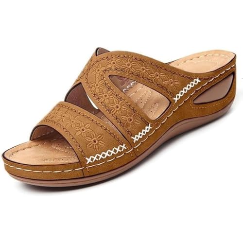 GHTRHSB Arch Support Wide Toe Box Open Toe Sandalen Slip On Wedge Platform Sommerschuhe Damen Orthopädische Sandalen mit Fußgewölbeunterstützung, braun, 41.5 EU GHTRHSB Arch Support Wide Toe Box Open Toe Sandalen Slip On Wedge Platform Sommerschuhe Damen Orthopädische Sandalen mit Fußgewölbeunterstützung, braun, 41.5 EU von GHTRHSB