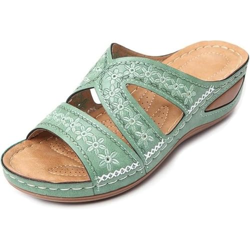 GHTRHSB Arch Support Wide Toe Box Open Toe Sandalen Slip On Wedge Platform Sommerschuhe Damen Orthopädische Sandalen mit Fußgewölbeunterstützung, grün, 37.5 EU GHTRHSB Arch Support Wide Toe Box Open Toe Sandalen Slip On Wedge Platform Sommerschuhe Damen Orthopädische Sandalen mit Fußgewölbeunterstützung, grün, 37.5 EU von GHTRHSB