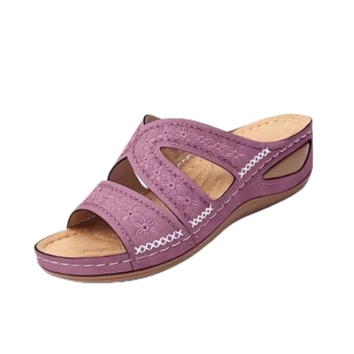 GHTRHSB Arch Support Wide Toe Box Open Toe Sandalen Slip On Wedge Platform Sommerschuhe Damen Orthopädische Sandalen mit Fußgewölbeunterstützung, violett, 41.5 EU GHTRHSB Arch Support Wide Toe Box Open Toe Sandalen Slip On Wedge Platform Sommerschuhe Damen Orthopädische Sandalen mit Fußgewölbeunterstützung, violett, 41.5 EU von GHTRHSB