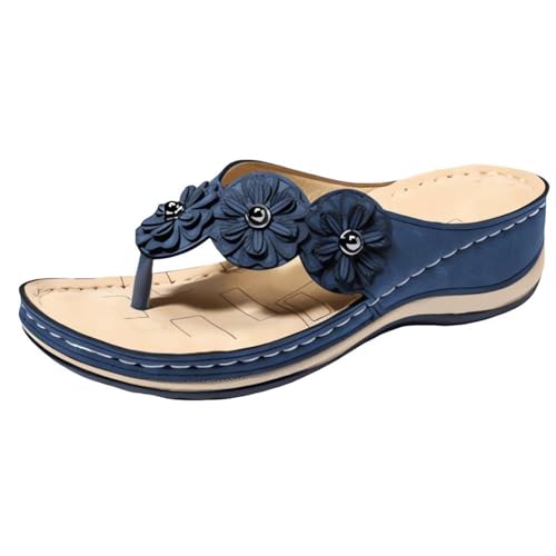 GHTRHSB Comfort Wedge Floral Sandalen Sommer Open Toe Low Plateau Flip Flops Bequeme Freizeitschuhe für Strand Outdoor, blau, 37 EU GHTRHSB Comfort Wedge Floral Sandalen Sommer Open Toe Low Plateau Flip Flops Bequeme Freizeitschuhe für Strand Outdoor, blau, 37 EU von GHTRHSB