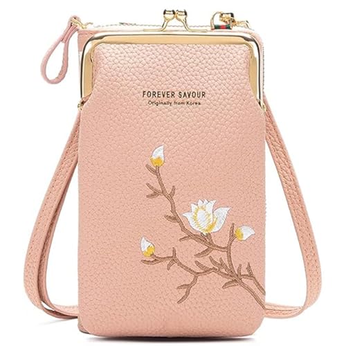 GHTRHSB Damen-Geldbörse mit Handyhalterung, kleine leichte Reise-Handtasche mit Kartenfächern, Münzgeldbörse, rose, 18*11*5 cm von GHTRHSB
