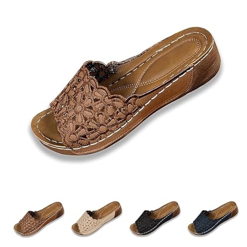 GHTRHSB Damen Orthopädische Keilsandalen mit floralen Riemen, atmungsaktive orthopädische offene Hausschuhe für Frauen mit weicher Dämpfung Fußgewölbeunterstützung, Frauen dicke Sohle Keilpantoffeln GHTRHSB Damen Orthopädische Keilsandalen mit floralen Riemen, atmungsaktive orthopädische offene Hausschuhe für Frauen mit weicher Dämpfung Fußgewölbeunterstützung, Frauen dicke Sohle Keilpantoffeln von GHTRHSB