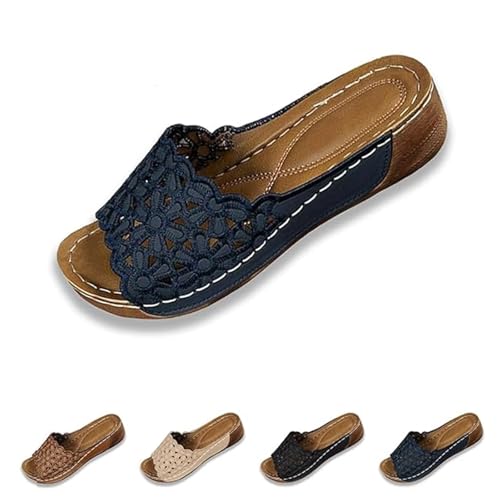 GHTRHSB Damen Orthopädische Keilsandalen mit floralen Riemen, atmungsaktive orthopädische offene Hausschuhe für Frauen mit weicher Dämpfung Fußgewölbeunterstützung, Frauen dicke Sohle Keilpantoffeln GHTRHSB Damen Orthopädische Keilsandalen mit floralen Riemen, atmungsaktive orthopädische offene Hausschuhe für Frauen mit weicher Dämpfung Fußgewölbeunterstützung, Frauen dicke Sohle Keilpantoffeln von GHTRHSB