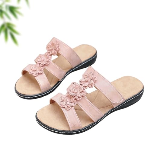GHTRHSB Damen-Sandalen mit Blumenverzierung, orthopädische Schlupfsandalen, bequeme Fußgewölbeunterstützung und niedrige Keilabsätze, rose, 41.5 EU GHTRHSB Damen-Sandalen mit Blumenverzierung, orthopädische Schlupfsandalen, bequeme Fußgewölbeunterstützung und niedrige Keilabsätze, rose, 41.5 EU von GHTRHSB