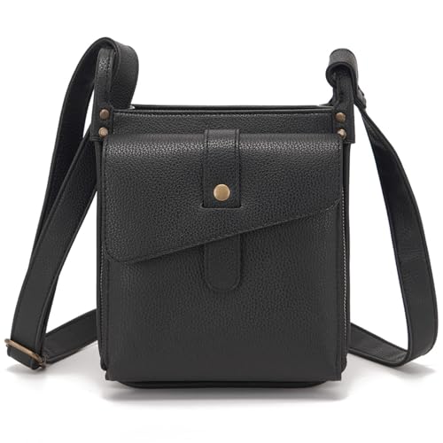 GHTRHSB Dollver Crossbody-Tasche, einzigartiges Design, Leder-Crossbody-Tasche für Damen, mehrere Taschen, Schultertasche mit integrierter Brieftasche, Schwarz , 19.5*15*6 cm von GHTRHSB