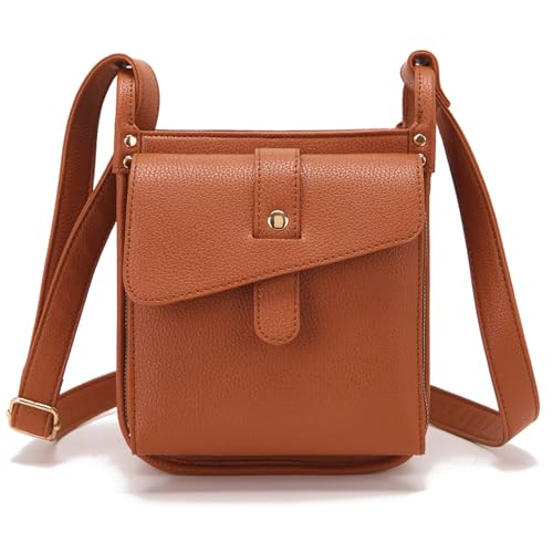 GHTRHSB Dollver Crossbody-Tasche, einzigartiges Design, Leder-Crossbody-Tasche für Damen, mehrere Taschen, Schultertasche mit integrierter Brieftasche, braun, 19.5*15*6 cm von GHTRHSB