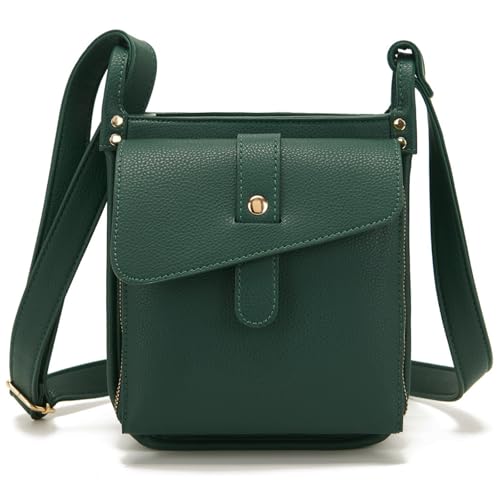 GHTRHSB Dollver Crossbody-Tasche, einzigartiges Design, Leder-Crossbody-Tasche für Damen, mehrere Taschen, Schultertasche mit integrierter Brieftasche, grün, 19.5*15*6 cm von GHTRHSB