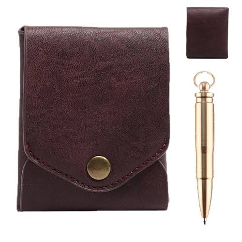 GHTRHSB Handgefertigte Vintage-Ledergeldbörse, multifunktionale, kompakte Geldbörse mit eingebautem Stiftschlitz für geschäftliche tägliche Einkäufe von GHTRHSB