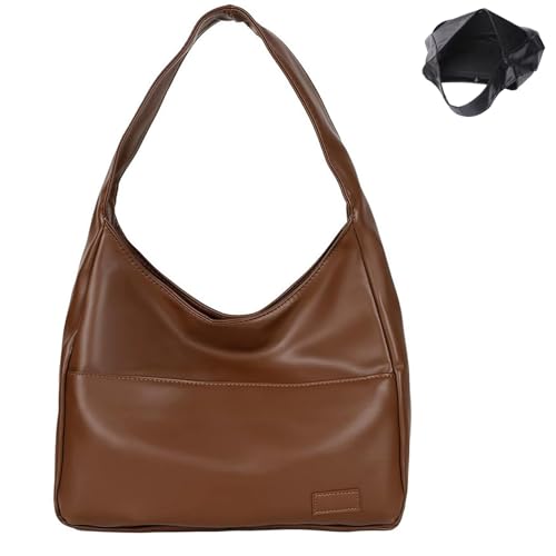 GHTRHSB OOOMAY Tasche Leder Umhängetasche für Frauen Große Kapazität Weich Vegan Casual Retro Stilvolle Handtasche Taschen für den täglichen Gebrauch, braun, 25*32*12cm von GHTRHSB