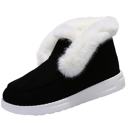 Pubyfun Bequeme Winterstiefeletten Damen Bequeme Warme Pelz Gefüttert Leichte Rutschfeste Stiefeletten Kurze Schneestiefel, Schwarz , 36.5 EU von GHTRHSB