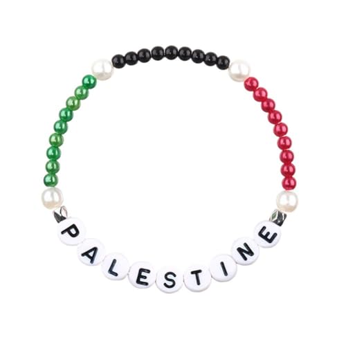 GHYJPAJK Palästina-Flaggen-Armband, Palästina-Perlenarmband I Stand mit Palästina-Wickelarmband, palästinensisches Herren- und Damen-Armband, Palästina-Schmuck, Geschenke, Legierung, Ohne Edelstein. von GHYJPAJK