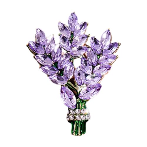 Lavendel-Brosche für Damen, Kristall, Strass, Glas, Tulpe, Blumenstrauß, Anstecknadel, elegantes Accessoire, Hochzeit, Party, Schmuck, Geschenk für Mädchen und Frauen, Kristall, Kein Edelstein von GHYJPAJK