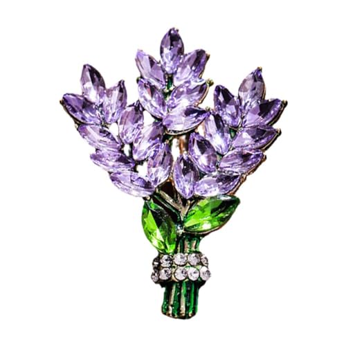 Lavendel-Brosche für Damen, Kristall, Strass, Glas, Tulpe, Blumenstrauß, Anstecknadel, elegantes Accessoire, Hochzeit, Party, Schmuck, Geschenk für Mädchen und Frauen, Kristall, Kein Edelstein von GHYJPAJK