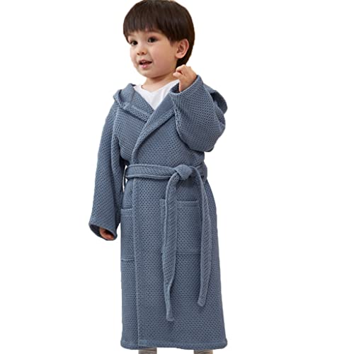 Bademantel For Kinder 2–10 Mädchen, Kinder-Bademantel Aus 100 % Baumwolle Mit Kapuze For Kinder, Jungen, Mädchen, Weicher Wabengitterstoff, Bademantel, Waffel, Dicker Abschnitt ( Color : Blauw , Size von GHYUBYER