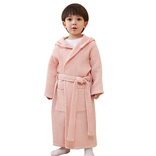 Bademantel For Kinder 2–10 Mädchen, Kinder-Bademantel Aus 100 % Baumwolle Mit Kapuze For Kinder, Jungen, Mädchen, Weicher Wabengitterstoff, Bademantel, Waffel, Dicker Abschnitt ( Color : Roze , Size : von GHYUBYER